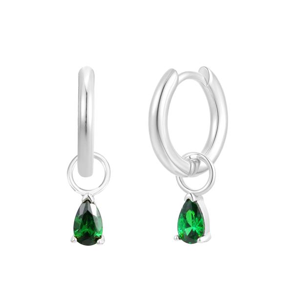 Gold Trip May Huggie Hoop Birthstone Charm Earrings