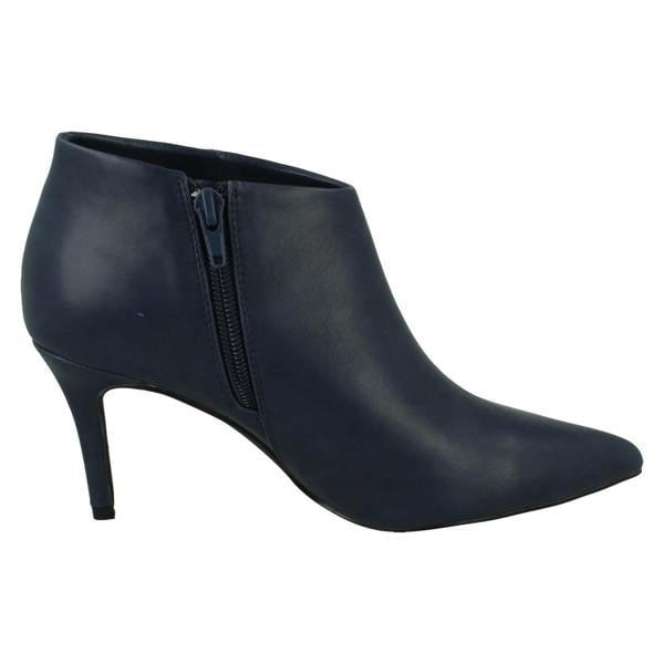 Spot On Ladies Spot On High Heel Low Cut Ankle Boot with Metal Heel Trim F51229