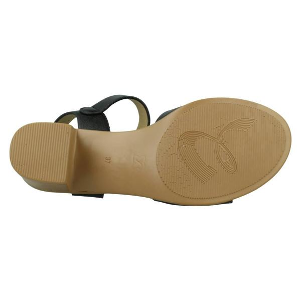 Savannah Ladies Savannah Mid Stack Heel Mule Sandal with Buckle Ankle Strap F12079