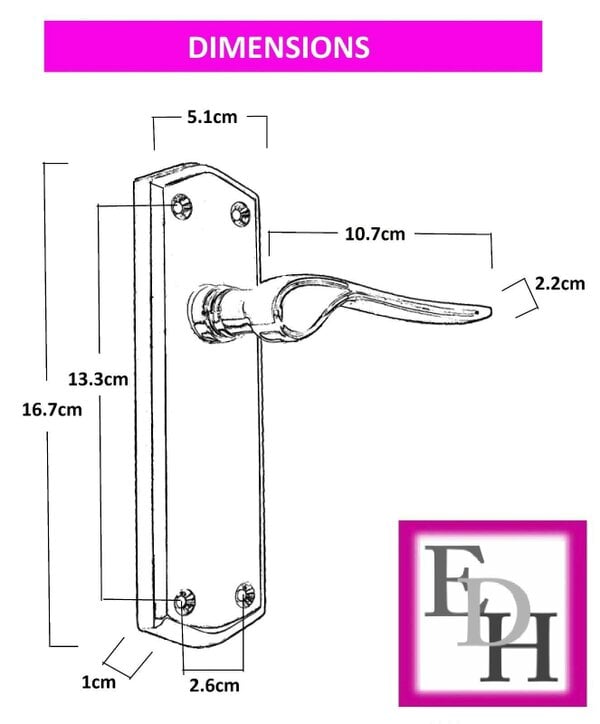 EDH Door Hardware Satin Nickel Internal Door Handles with Long Back Plate - Stellar Design (1 Pair of Handles)