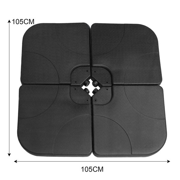 Black parasol base measuring 105cm, designed to securely hold an umbrella, featuring a sturdy, durable plastic construction