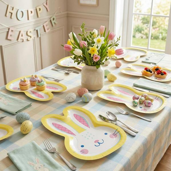 Garden Greatness 8 Pack Decorative Easter Bunny Shaped Plates