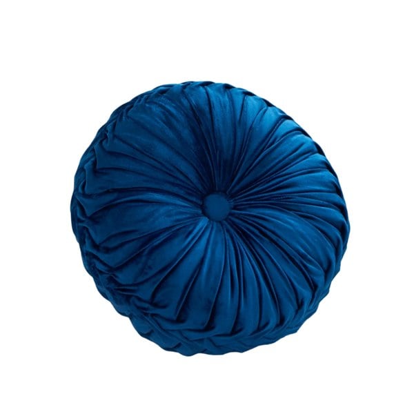 ANYHOUZ Round Pleated Velvet Pillow Soft Cushion Fill