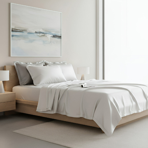 Anycozy Beddings White EU Single Size 2 Pcs High End Satin Smooth Duvet Cover Set Luxury Polyester Silky Soft Cozy Bedding Set