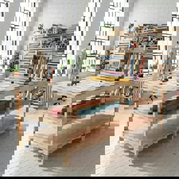 Arbor Garden Solutions Wooden Workbench Eucalyptus Hardwood Top Depth-4ft with Double Shelf