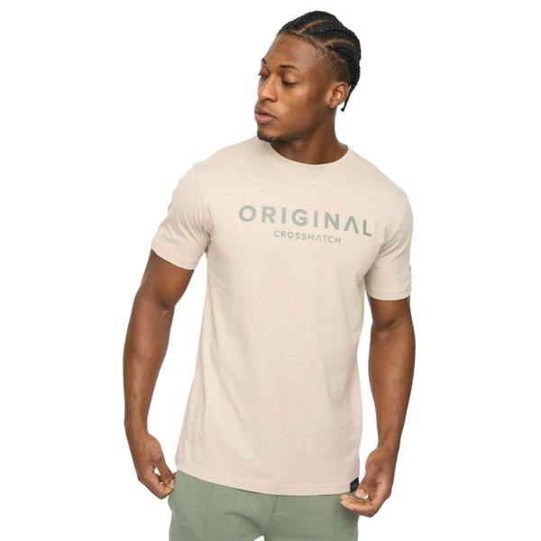 Crosshatch Mens Bardon Cotton T-Shirt - Light Stone - 