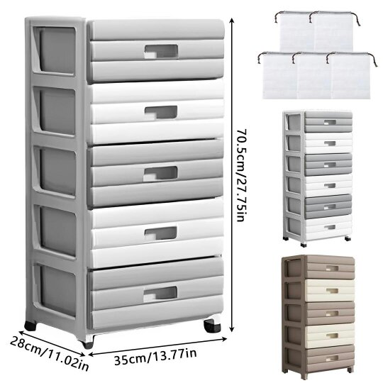 Havendro 5/6 Drawer Plastic Storage Organizer, for Clothes Books Bedroom, Easy Assemble