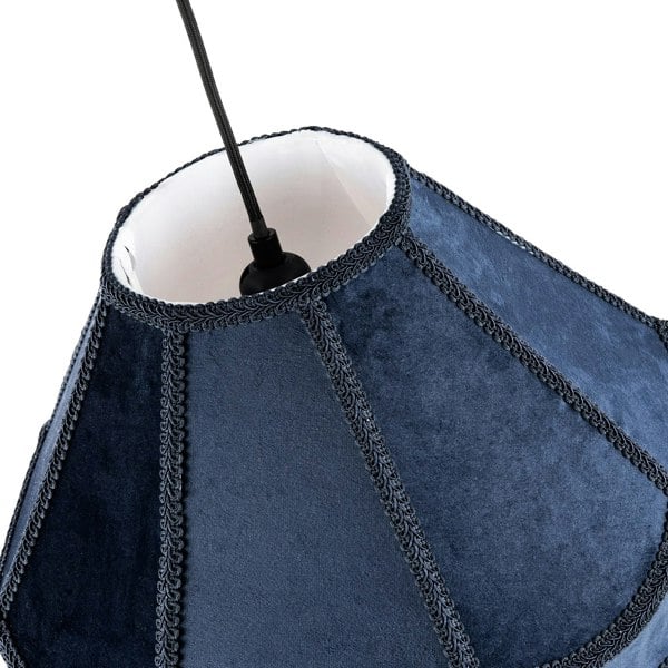 Traditional Victorian Empire 40cm Lamp Shade in Navy Midnight Blue with Tassels Image 4