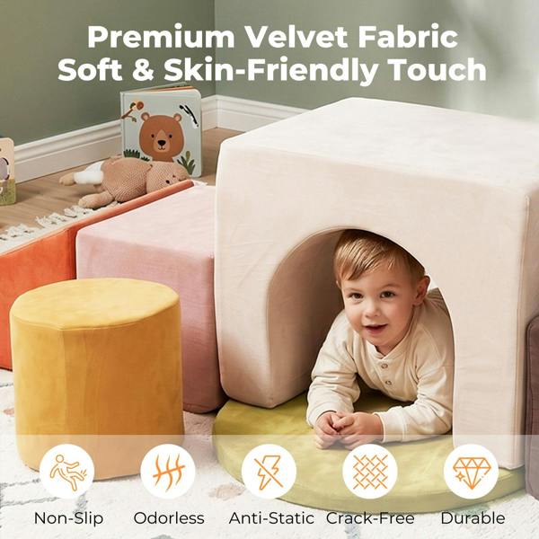 Dekko Soft Play Set Foam Blocks Baby Climbing Blocks Vellum Suede