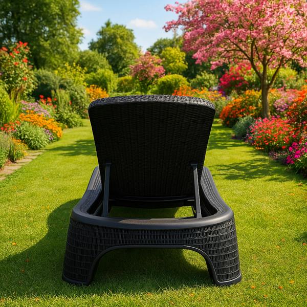 Homeology MALDIVES Black Prestigious Outdoor Rattan-Style Adjustable Sun Lounger Pre-Assembled