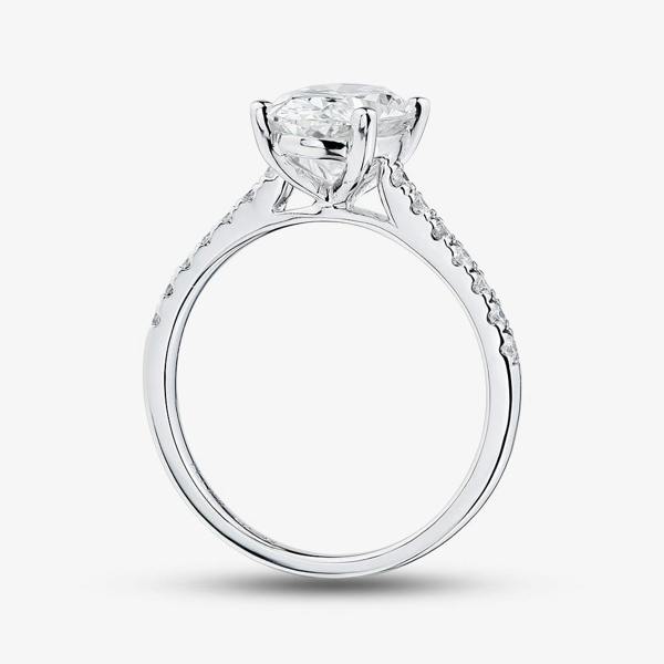 T. H. Baker Platinum 2.20ct Oval Cut Lab Grown Diamond Shoulder Set Solitaire Ring LGR35520-220SF