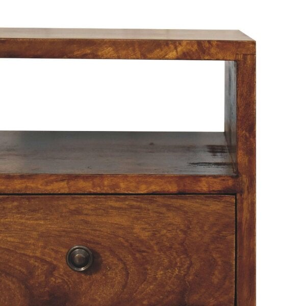 Wyld Haus Olbia Mini Classic Chestnut Mango Wood Bedside Table 2 Drawers