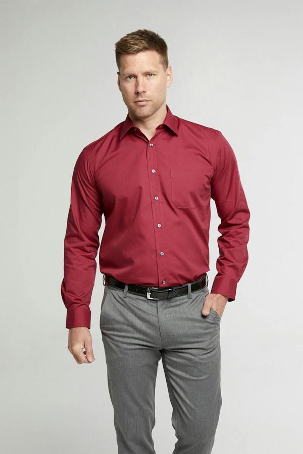 Burgundy Classic Easy Care Long Sleeve Shirt