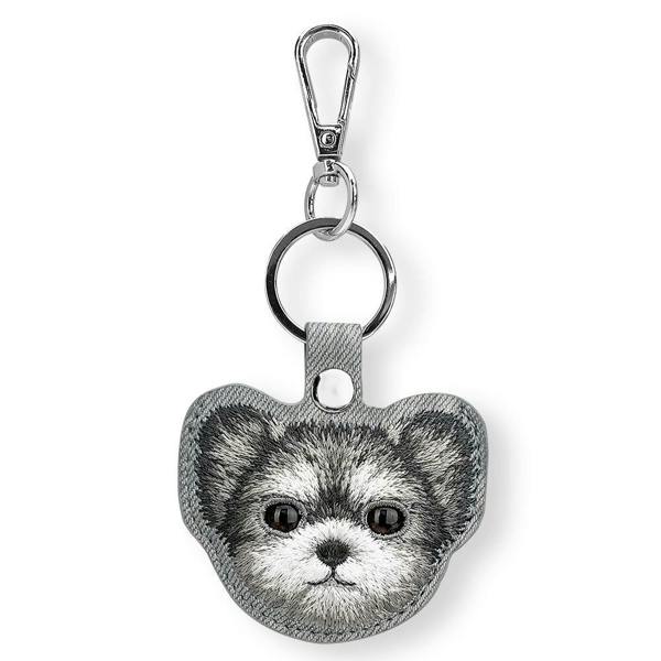 Nimmy Friends Nimmy Big Eye Cute Pet Yorkie Dog Face Airtag Keychain Grey - N-XDY-YSK-027