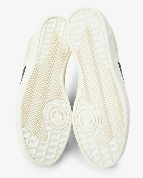 Fred Perry B4 Textured Poly/Suede Mens Trainers - Ecru 560 | CHO | Designer Mens Trainers