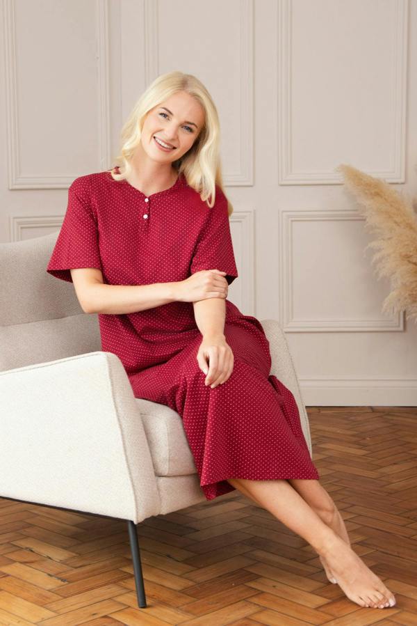 Camille Womens 100% Organic Cotton Classic Full Length Short Sleeved Nightdress