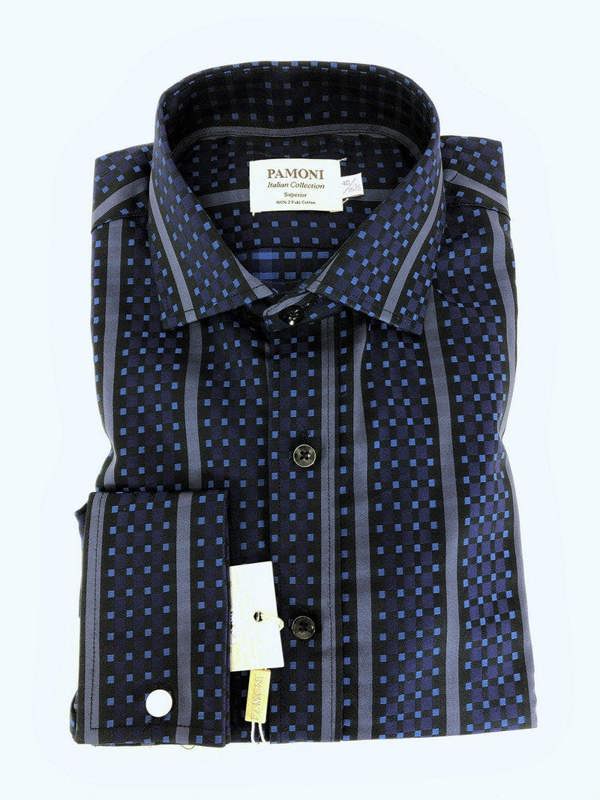 navy square with bold stripe shirt - pamoni