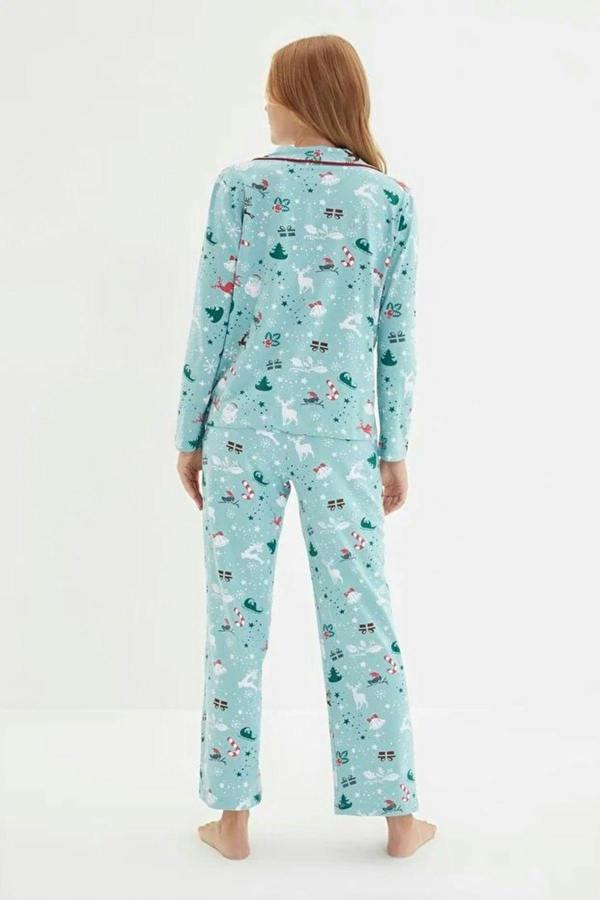 WOVCOR 2-Piece 100% Cotton Winter Themed Knit Pajama Set