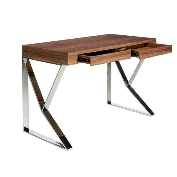 Angel Cerdá Walnut and chrome-plated steel desk 3015