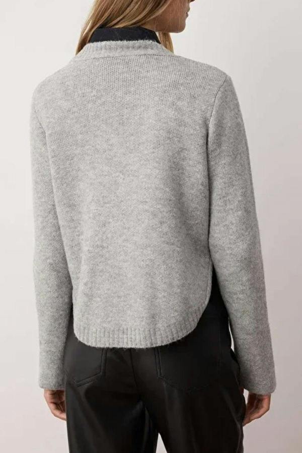 WOVCOR Soft Textured Knit Sweater with Button Detail
