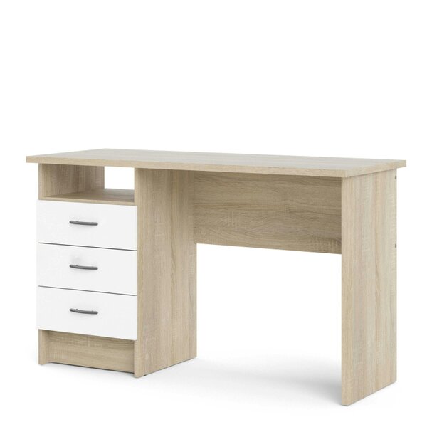 Wyld Haus Billabong Natural Oak Wood Office Desk 3 White Drawers