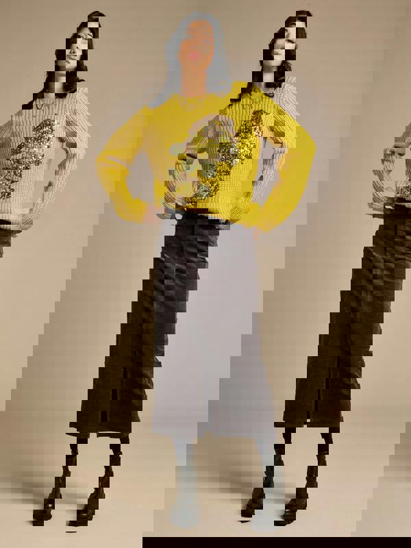 GWD Danica Charcoal Cord Midi Skirt