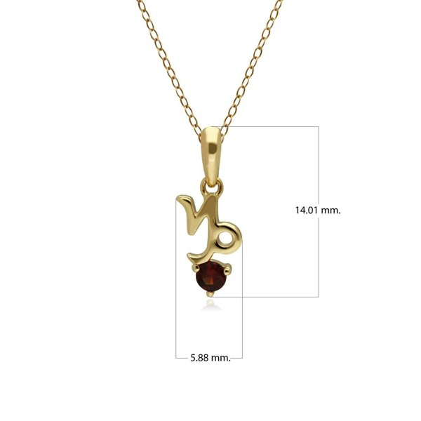 135P2004019 Garnet Capricorn Zodiac Charm Necklace in 9ct Yellow Gold 3