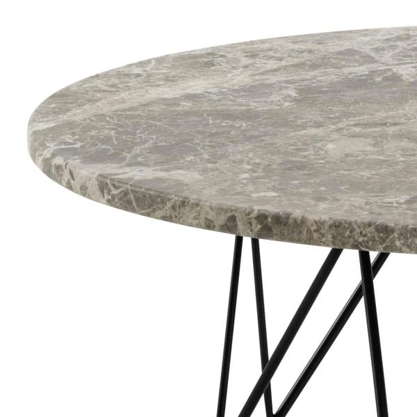 Wyld Haus Toulouse Round Grey Marble Effect Coffee Table Black Steel Base