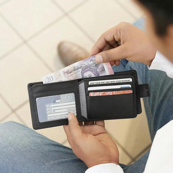 Black Leather Trifold Wallet For Men – James Leon 06
