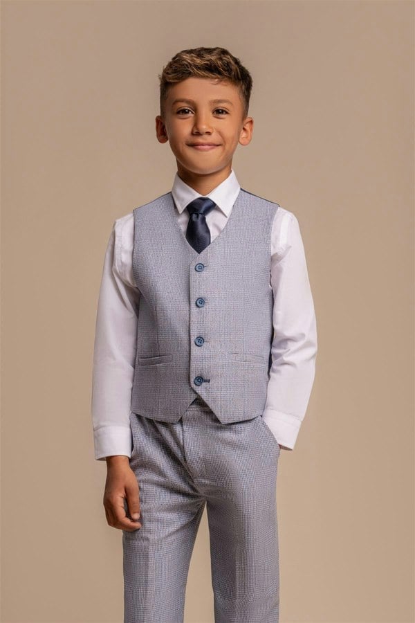 House of Cavani Boys Caridi Sky Three Piece Suit