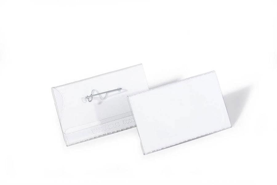 Durable Conference Pin Name Tag Badge Holders + Inserts | 100 Pack | 40 x 75mm