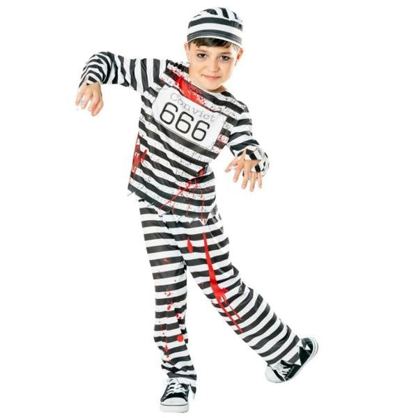 Bristol Novelty Boys Convict Zombie Costume - Black/White - 