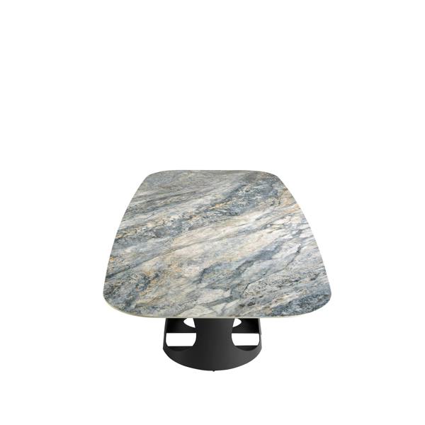 Angel Cerdá Oval Barrel porcelain marble and black steel dining table 1136