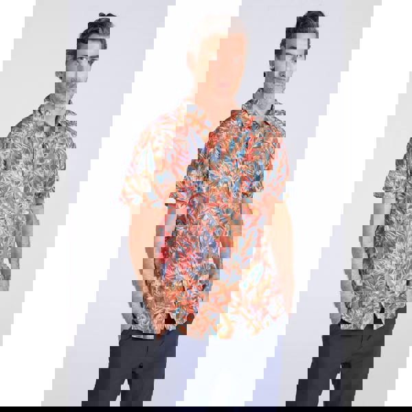 Mountain Warehouse Mens Tropical Leaves Short-Sleeved Shirt - Bright Orange - 