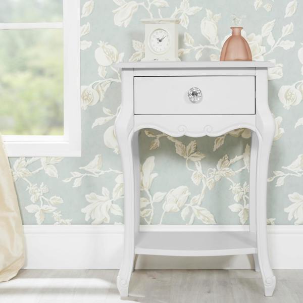 Statement Furniture Juliette Vintage Chic 1 Drawer Bedside Table with Crystal Handle