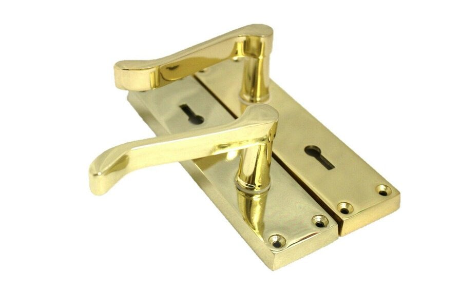 EDH Door Hardware Lock Door Handles Modern Brass Victorian Scroll Interior Door Handle 2 Pairs+