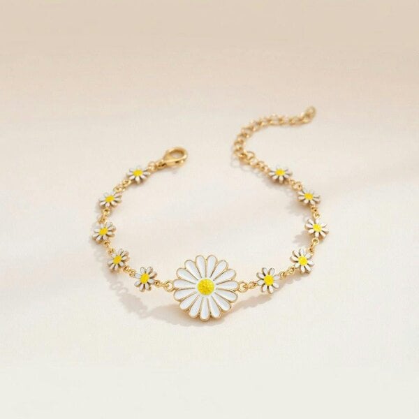 The Colourful Aura Sun Flower Charms Summer Indie Boho Daisy Floral Adjustable Bracelet