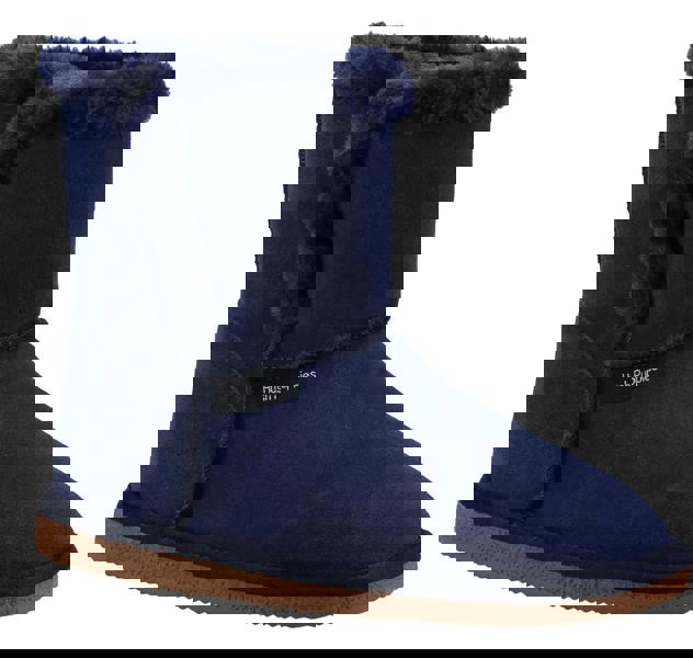 Hush Puppies Ashleigh Womens Real Suede Faux Fur Pull On Slipper Bootie