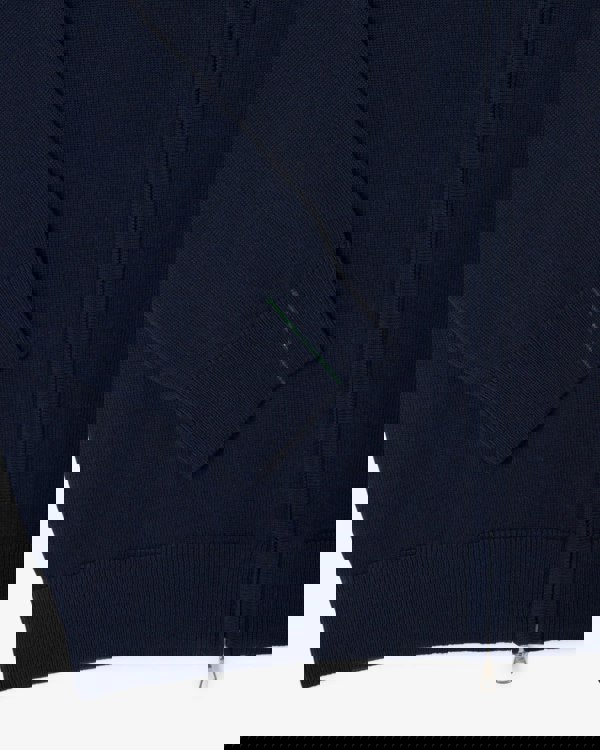 Lacoste High Neck Zipped Cotton Mens Sweater - Navy Blue 166