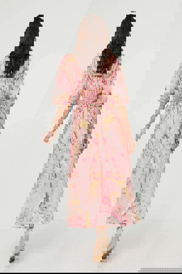 Pink | Relaxed 3/4 Sleeve Empire Maxi Dress