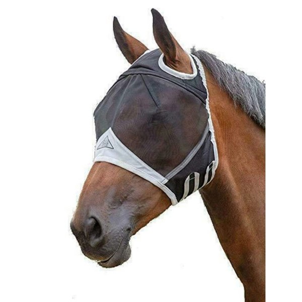 Shires Fine Mesh Ear Holes Horse Fly Mask - Black