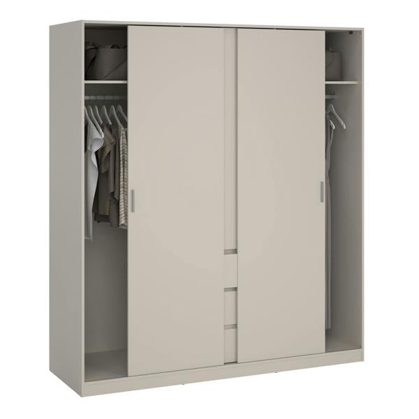 Furniture To Go Naia Wardrobe with 2 sliding Doors 1 Door 3 Drawers in Cashmere