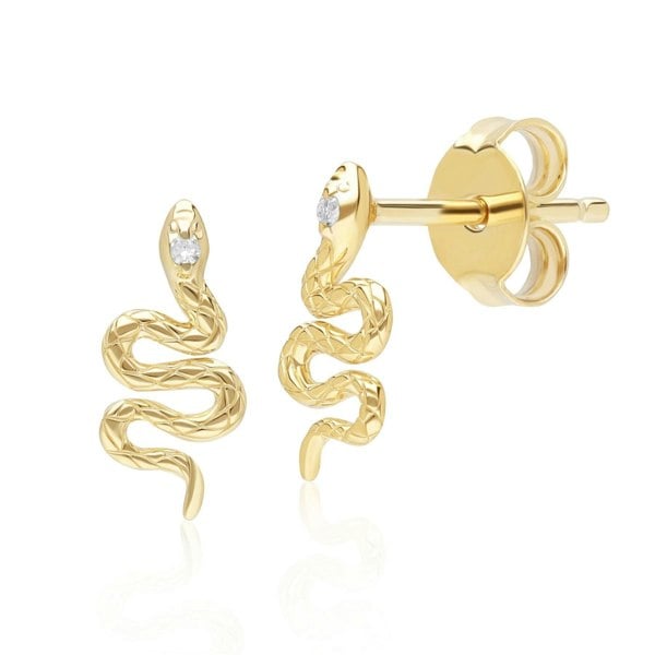 149E1692019 ECFEW™ Diamond Snake Wrap Stud Earrings in 9ct Yellow Gold Front