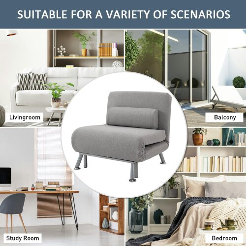Wyld Haus Kano Fabric Grey Adjustable Back Futon Style Sofa Chair