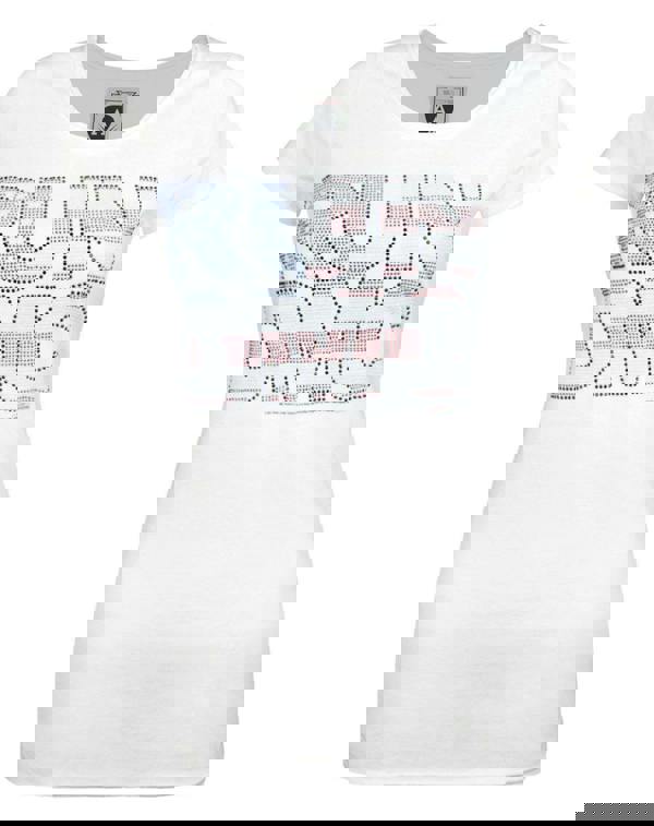 Amplified Clothing Womens White Run Dmc Diamante Logo Short Sleeved T-Shirt