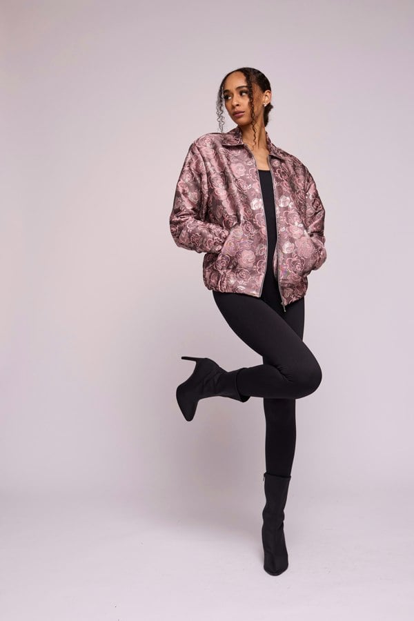 Isha's Timeless collection Dusky Silvery Flora Bomber Jacket