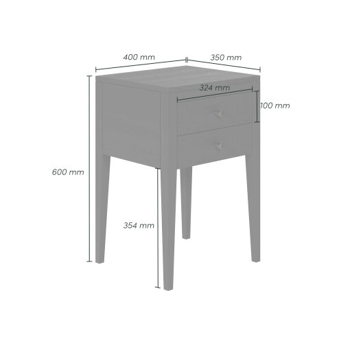 Wyld Haus Itabira Black Wood Grain 2 Drawer Bedside Table