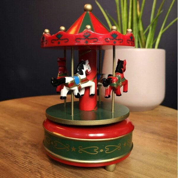 Samuel Alexander 18cm Wind Up Musical Carousel Indoor Christmas Decoration