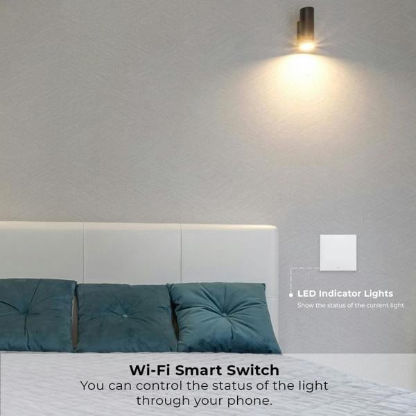 ENER-J EnerJ 2 Gang Smart WiFi Push Button Light Switch White, No Neutral Required, LED Indicator, App & Voice Control (Alexa, Google, Siri)