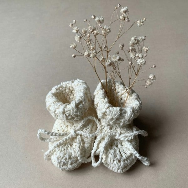 Gooseberry Fool Cotton Tie Baby Booties